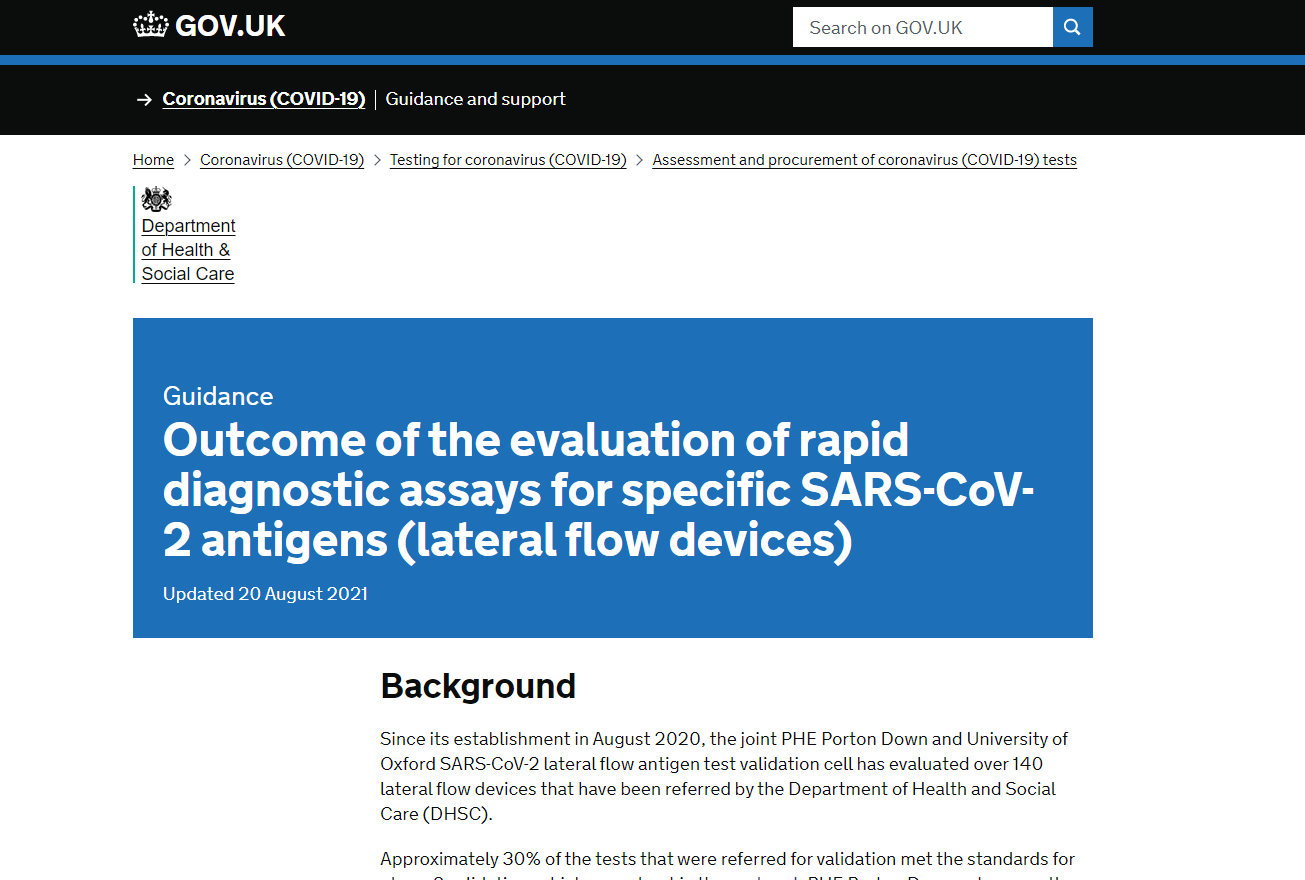 Goldsite COVID-19 SARS-Cov-2-Antigen-Kit hat britische DHSC-Phase-3-Evaluierung bestanden